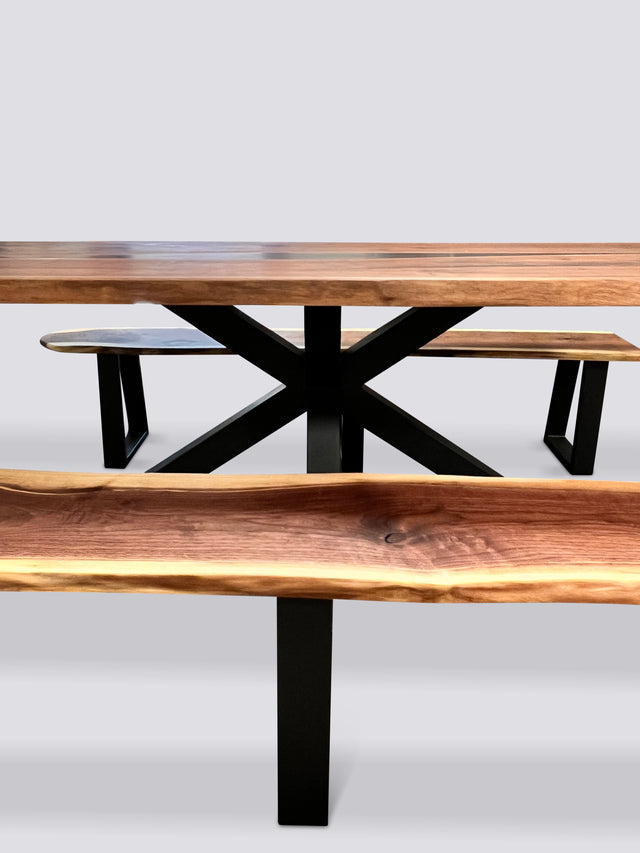 Live Edge Black Walnut Black Epoxy Dining Set